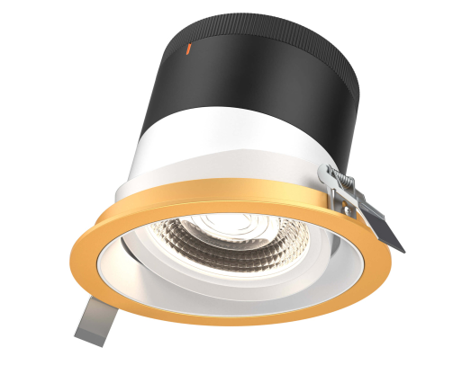 Dals Lighting RC06-CC-35-GMBWH-TGD 6 Inch Modular Downlight, 5CCT, 35 degree Beam Angle, Gimbal Reflector, White Finish, Gold Trim