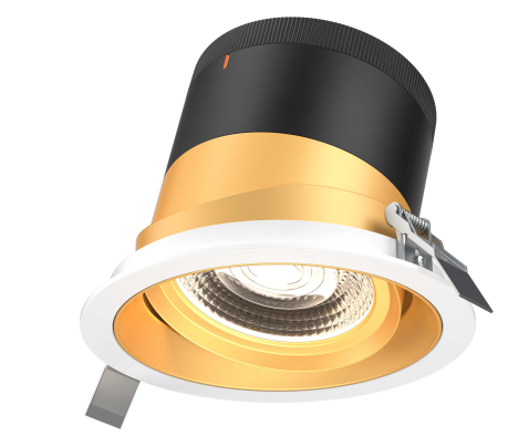 Dals Lighting RC06-CC-60-GMBGD-TWH 6 Inch Modular Downlight, 5CCT, 60 degree Beam Angle, Gimbal Reflector, Gold Finish, White Trim