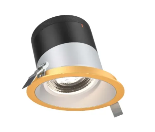 Dals Lighting RC06-CC-60-SLAZ-TGD Versa 6" LED Sloped Recessed Downlight, Selectable Wattage, Multi-Color Temperature, Lumens 3,000 lm, 60° Beam Angle, Voltage 120-347V, Alzak Reflector / Gold Trim