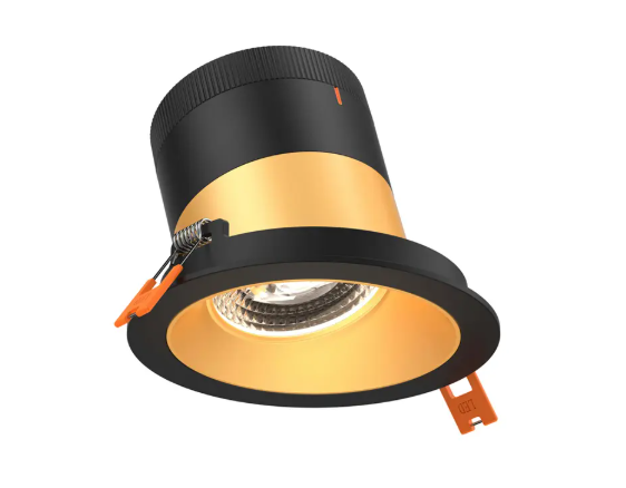 Dals Lighting RC06-CC-60-SLGD-TBK Versa 6" LED Sloped Recessed Downlight, Selectable Wattage, Multi-Color Temperature, Lumens 3,000 lm, 60° Beam Angle, Voltage 120-347V, Gold Reflector / Black Trim