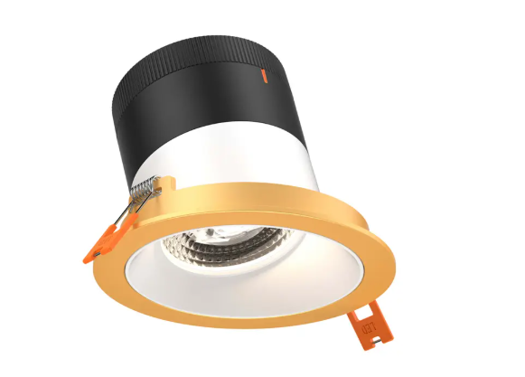 Dals Lighting RC06-CC-60-SLWH-TGD Versa 6" LED Sloped Recessed Downlight, Selectable Wattage, Multi-Color Temperature, Lumens 3,000 lm, 60° Beam Angle, Voltage 120-347V, White Reflector / Gold Trim