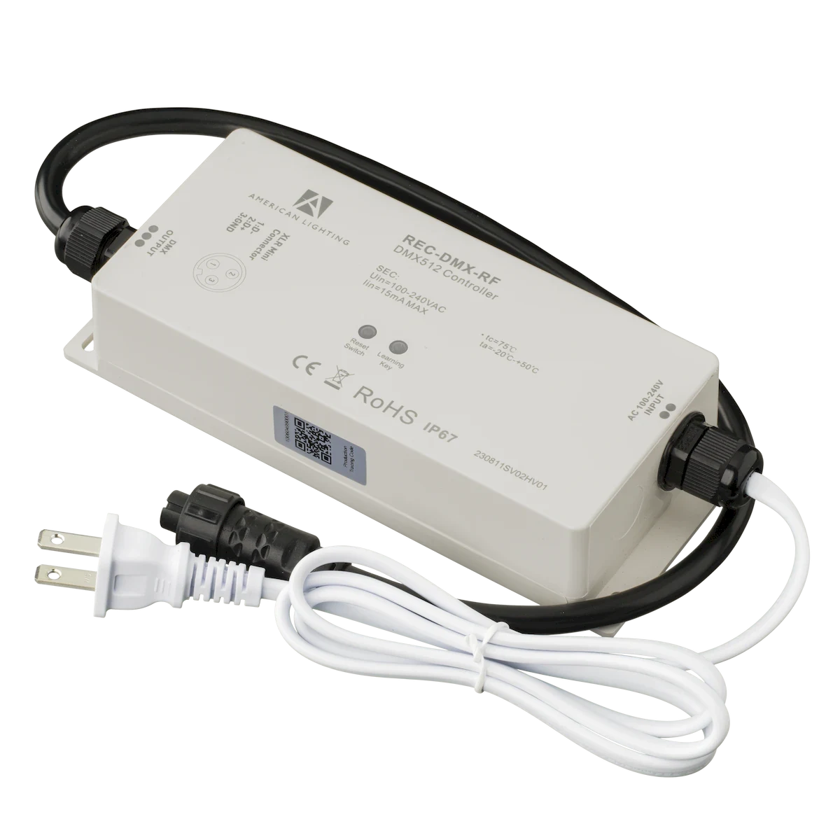 American Lighting REC-DMX-RF DRF+WIFI Receiver for DMX Decoder: RF+WIFI to DMX512 Output