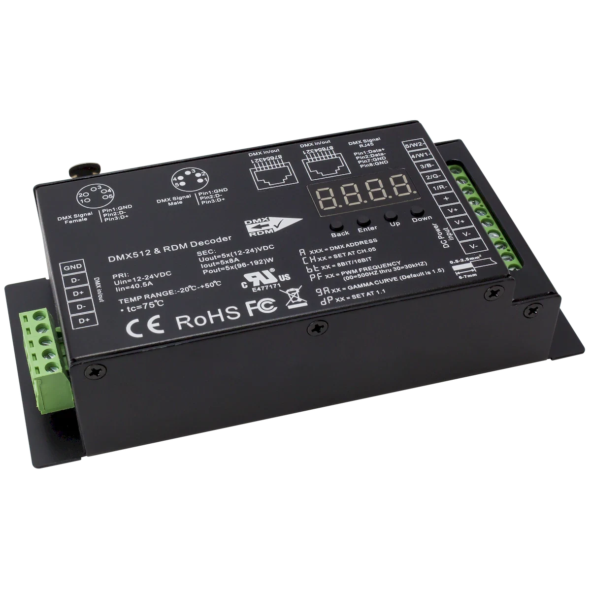 American Lighting REC-DMX-RJ45A-5CH DMX Decoder: 5-Channel w/RJ45 ...