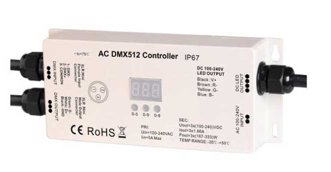 Core Lighting RGB-DMX-4C-WP 3-Channel RGB DMX Controller, 5AÃ—4CH 480W 24V Decoder Wet Location