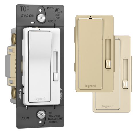 Wattstopper RH703PTC Radiant Incandescent 700w 3-way Dimmer, Tri-color