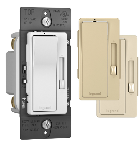 Wattstopper RH703PTUTC Radiant Tru-universal Single Pole/3-way Dimmer, Tri-color