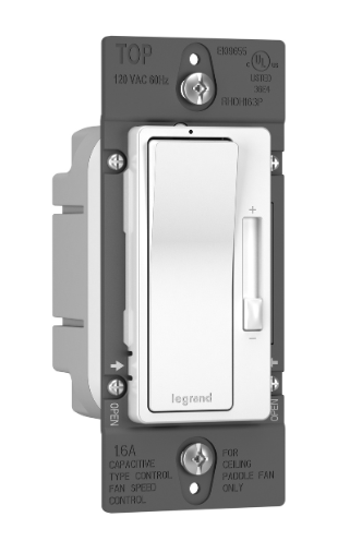 Wattstopper RHDH163PW Radiant Single Pole/3-way Fan Speed Control, White Finish