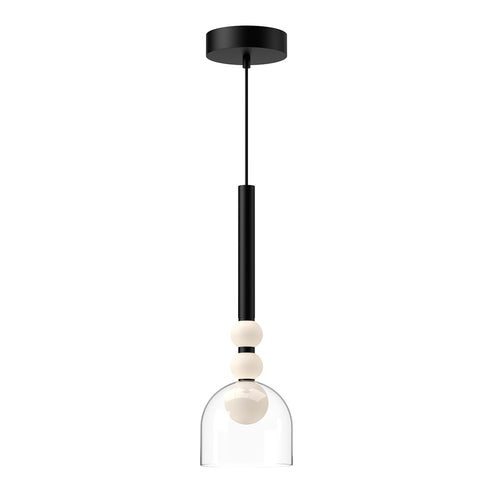 Kuzco Lighting PD30505-BK/CL-UNV Rise 6-in Pendant Ceiling Light - CCT: 3000K - Finish: Black/Clear