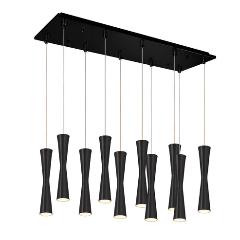 Kuzco Lighting MP42502BK-10 Robson 2-in 10 Head Multi Pendant Ceiling Light - CCT: 3000K - Finish: Black