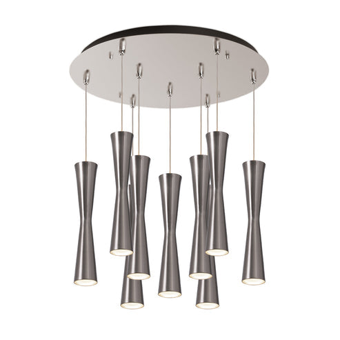 Kuzco Lighting MP42502BN-09 Robson 2-in 9 Head Multi Pendant Ceiling Light - CCT: 3000K - Finish: Brushed Nickel
