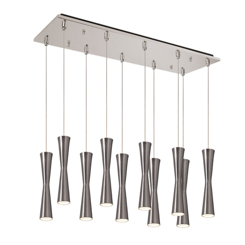 Kuzco Lighting MP42502BN-10 Robson 2-in 10 Head Multi Pendant Ceiling Light - CCT: 3000K - Finish: Brushed Nickel