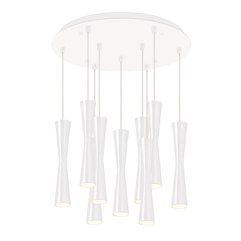 Kuzco Lighting MP42502WH-09 Robson 2-in 9 Head Multi Pendant Ceiling Light - CCT: 3000K - Finish: White