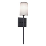 AFX Lighting ROSS0420CBBK Rose 1 Light 20 Inch Tall Wall Sconce In Black With White Linen Shade