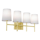 AFX Lighting ROSV2711CBSB Rose 4 Light 27 Inch Bath Vanity Light In Satin Brass With White Linen Shade