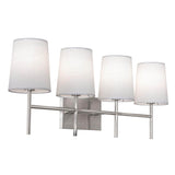 AFX Lighting ROSV2711CBSN Rose 4 Light 27 Inch Bath Vanity Light In Satin Nickel With White Linen Shade