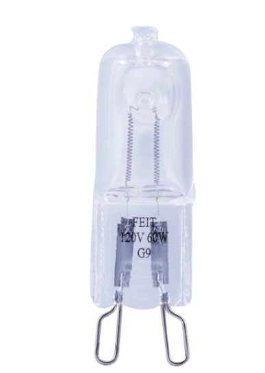 Feit Electric BPQ60/G9/RP Clear Tubular G9 Base T4 Halogen Light Bulb, Color Temperature 3000K, Wattage 60W, Voltage 120V