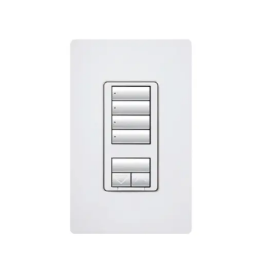 Lutron RRD-HN4S-WH RadioRA 2 seeTouch Wall-Mount CL Hybrid Keypad - 4 Scene w/ Raise-Lower - White Finish