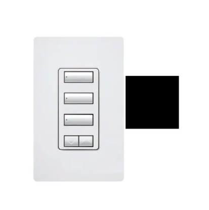 Lutron RRD-W3BSRL-BL RadioRA 2 seeTouch Wall-Mount Designer Keypad - 3 Button Spaced w/ Raise-Lower - Black Finish