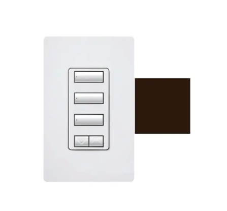 Lutron RRD-W3BSRL-BR RadioRA 2 seeTouch Wall-Mount Designer Keypad - 3 Button Spaced w/ Raise-Lower - Brown Finish