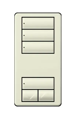 Lutron RRD-W3S-BI RadioRA 2 seeTouch Wall-Mount Designer Keypad - 3 Scene w/ Raise-Lower - Biscuit Finish