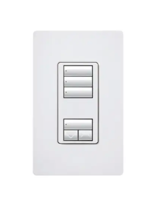 Lutron RRD-W3S-WH RadioRA 2 seeTouch Wall-Mount Designer Keypad - 3 Scene w/ Raise-Lower - White Finish