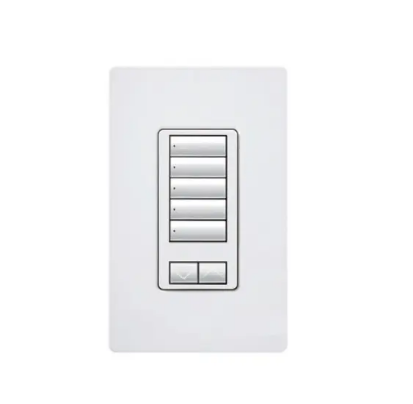 Lutron RRD-W5BRL-WH RadioRA 2 seeTouch Wall-Mount Designer Keypad - 5 Button w/ Raise-Lower - White Finish