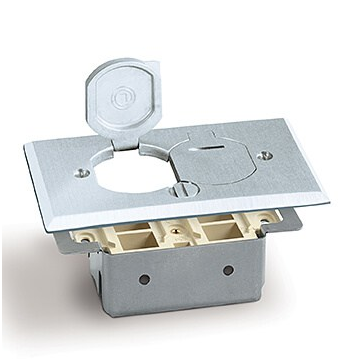 Lew Electric RRP-2-LR-A-T Quick Install Floor Plate, No Box, 4 Keystone, 2 Flip Lids - Aluminum