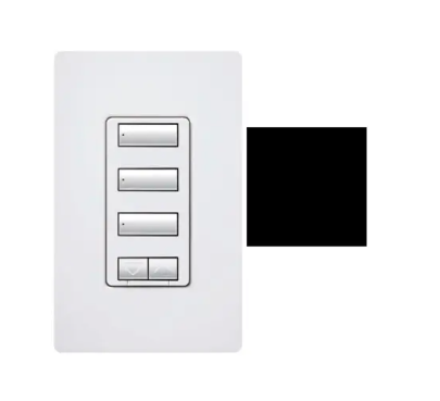 Lutron RRD-HN3BSRL-BL RadioRA 2 seeTouch Wall-Mount CL Hybrid Keypad - 3-Button w/ Raise-Lower - Black Finish