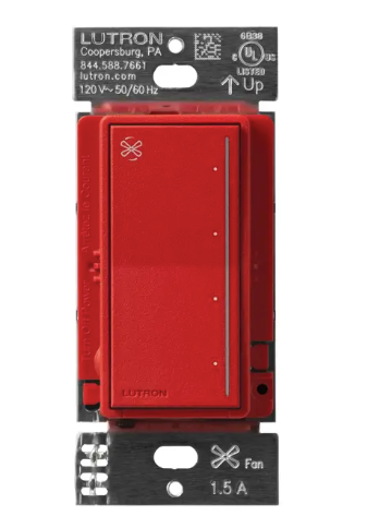 Lutron RRST-ANF-SR RadioRA 3 Sunnata Fan Control, Signal Red Finish