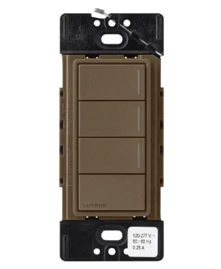 Lutron RRST-HN3RL-EP RadioRA 3 Sunnata RF Hybrid Keypad, 3 Button w/ Raise-Lower, Espresso Finish
