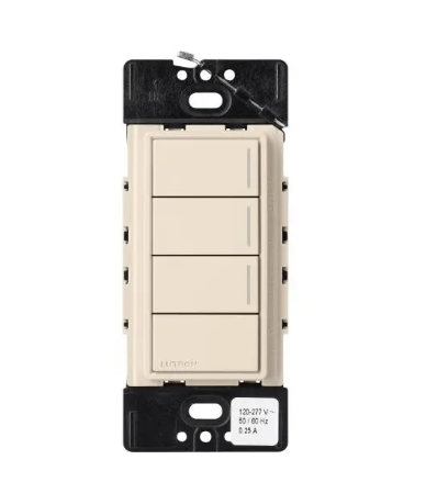 Lutron RRST-HN3RL-LA RadioRA 3 Sunnata RF Hybrid Keypad - 3 Button w/ Raise-Lower - Light Almond