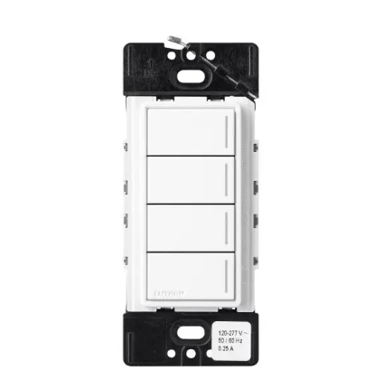 Lutron RRST-HN4B-BW RadioRA 3 Sunnata RF Hybrid Keypad - 4 Button - Brilliant White