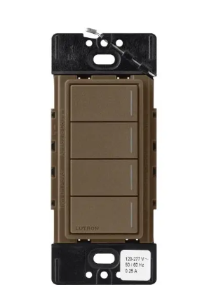 Lutron RRST-HN4B-EP RadioRA 3 Sunnata RF Hybrid Keypad, 4 Button, Espresso Finish