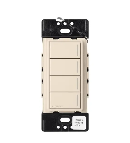 Lutron RRST-HN4B-LA RadioRA 3 Sunnata RF Hybrid Keypad - 4 Button - Light Almond