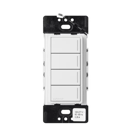 Lutron RRST-HN4B-SW RadioRA 3 Sunnata RF Hybrid Keypad - 4 Button - Snow