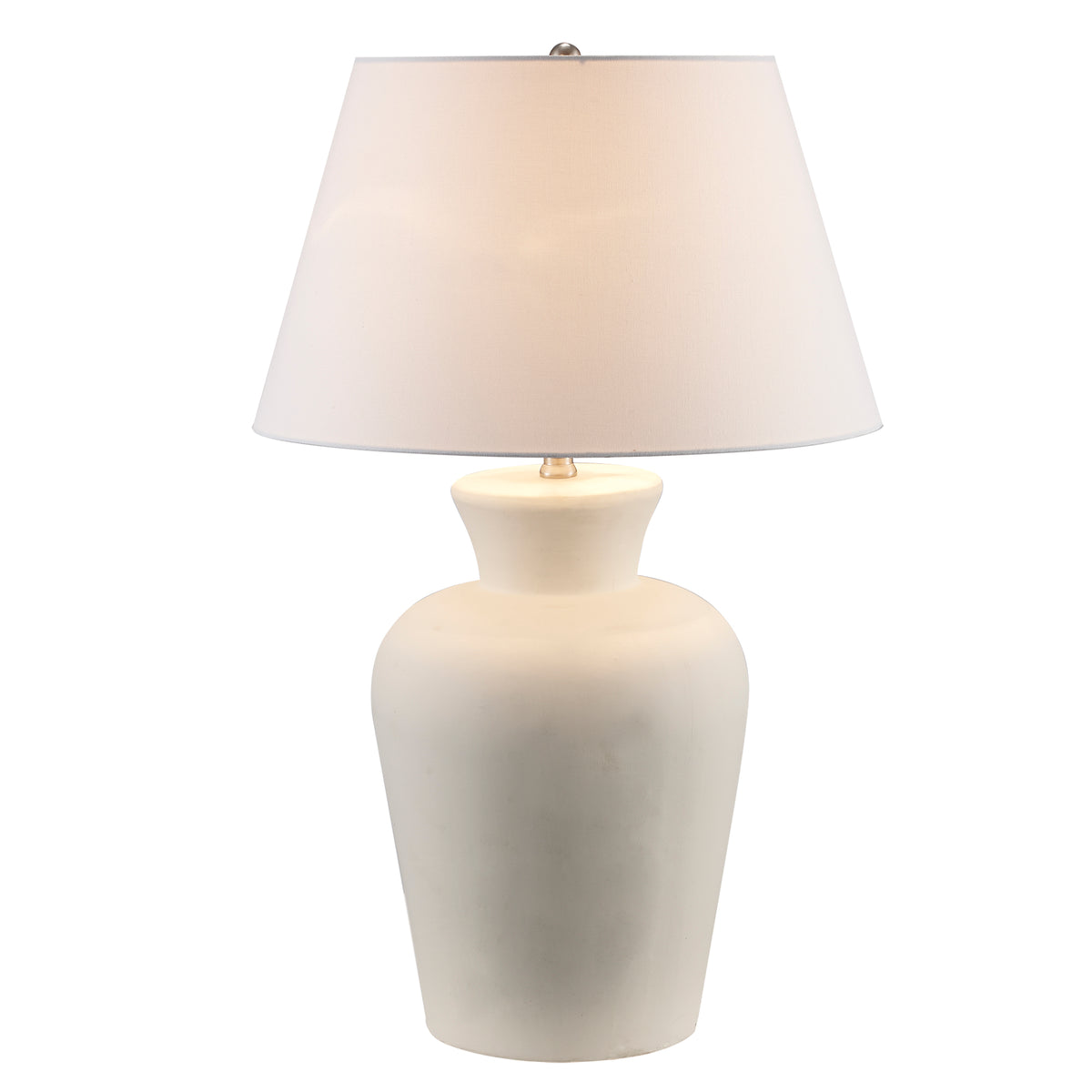 Trans Globe Lighting Clarisse white table lamp illuminated