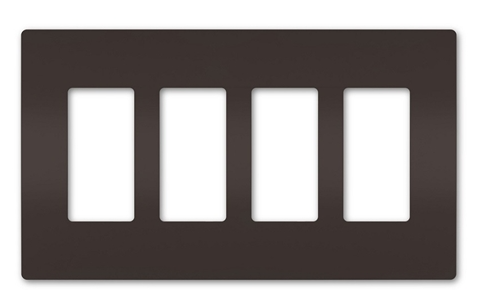 Wattstopper RWP264 Radiant 4-Gang Screwless Wallplate, Brown Finish