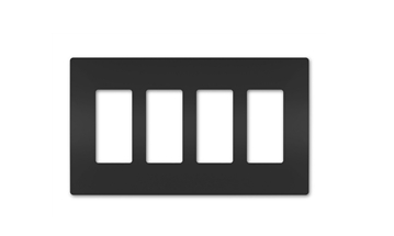 Wattstopper RWP264BK Radiant 4-Gang Screwless Wallplate, Black