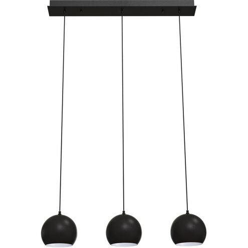 AFX Lighting RXYP08BKLNR3 60W LED E26 Roxy Linear Pendant 3 Lights, 120V, Black Finish