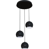 AFX Lighting RXYP08BKRND3 60W LED E26 Roxy Round Pendant 3 Lights, 120V, Black Finish