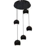 AFX Lighting RXYP08BKRND5 60W LED E26 Roxy Round Pendant 5 Lights, 120V, Black Finish