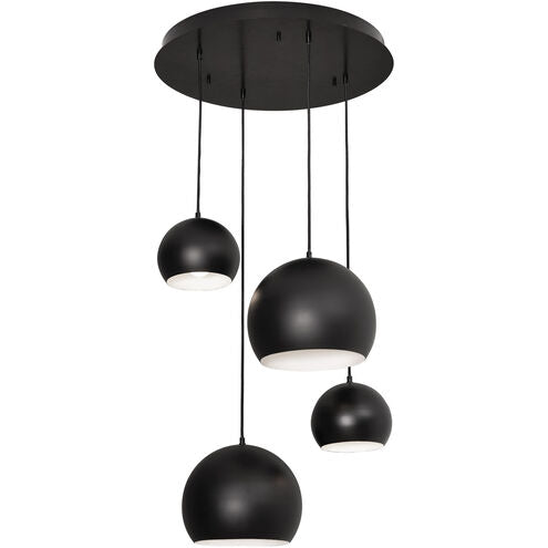 AFX Lighting RXYP99BKRND4 60W LED E26 Roxy Round Pendant 4 Lights, 120V, Black Finish