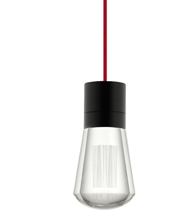 Visual Comfort Architectural 700TDALVPMCRB-LEDWD Modern Sean Lavin Alva 3.6" 1-Light LED Chandelier Ceiling Light - CCT: 3000K-2200K - Cord Color: Red - Finish: Black