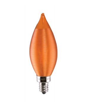 SATCO NUVO S11305 2 Watt CA11 LED; Satin Spun Amber; Candelabra base; 2100K; 120 Volt; Carded Light Bulb