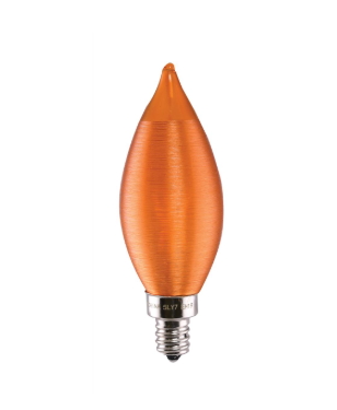 SATCO NUVO S11307 4 Watt CA11 LED; Satin Spun Amber; Candelabra base; 2100K; 120 Volt; Carded Light Bulb