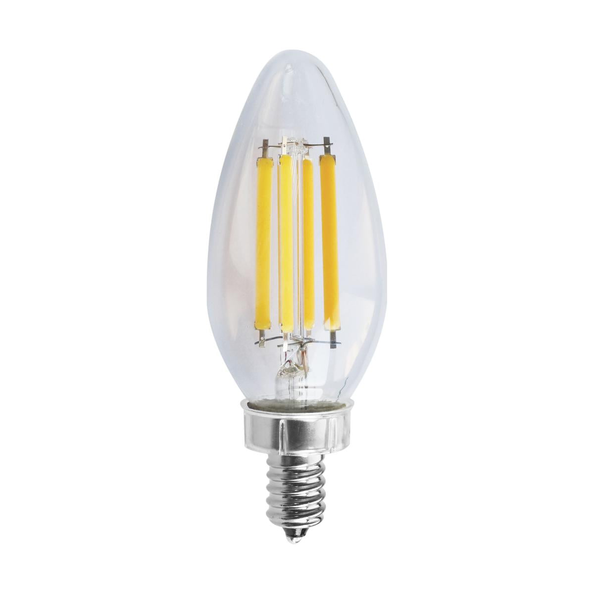 SATCO S11385 LED C11 Candelabra Bulb, Dimmable, E12, Wattage 8W, Lumens 760 lm, Voltage 120V, Color Temperature 3000K, Clear