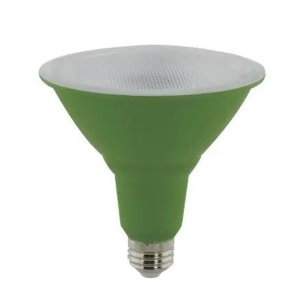 SATCO S11442 LED PAR38 Grow Bulb, E26, Wattage 16W, Lumens 1100 lm, Voltage 120V, Color Temperature 3500K, Green/White