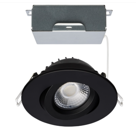 SATCO S11619R1 Architectural LED Gimbal Downlight - 4IN Round - 12W - CCT Selectable - Black - 850 Lumens - 120V