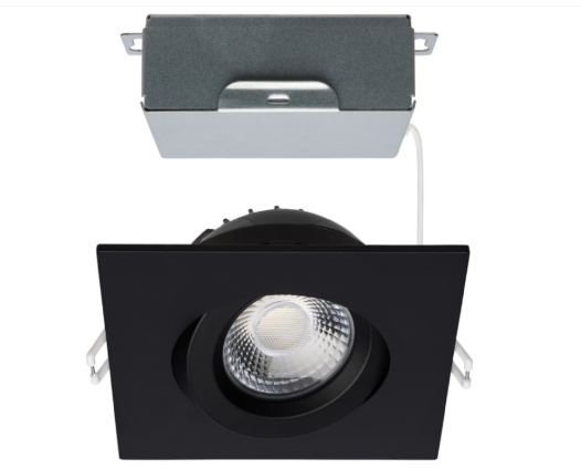 SATCO S11622R1 Architectural LED Gimbal Downlight - 4IN Square - 12W - CCT Selectable - Black - 850 Lumens - 120V