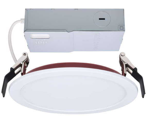 SATCO S11867R1 13 Watt LED Fire Rated 6-Inch Slim Fit Step Baffle Downlight, Direct Wire, Round, White Finish, CCT Selectable, Dimmable, 120V